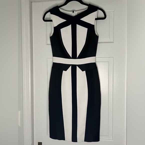 KAREN MILLEN • STRUCTURED BLACK & WHITE DRESS • EUC - Picture 3 of 6